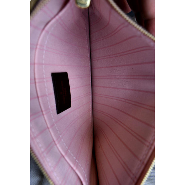 LOUIS VUITTON Neverfull Damier Ebene Pochette Wristlet Pouch Brown