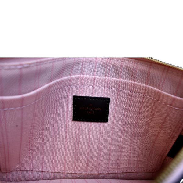 LOUIS VUITTON Neverfull Damier Ebene Pochette Wristlet Pouch Brown