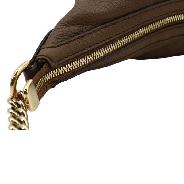 GUCCI Soho Pebbled Calfskin Leather Chain Shoulder Bag Maple Brown 308981