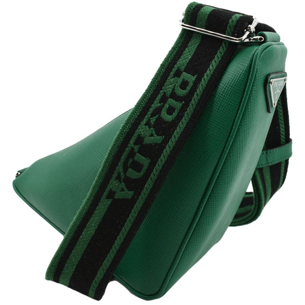 PRADA Triangle Saffiano Leather Shoulder Bag Green