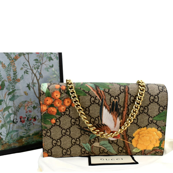 GUCCI Tian GG Supreme Canvas Chain Wallet Beige 424851