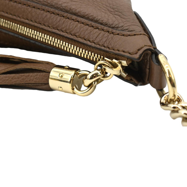 GUCCI Soho Pebbled Calfskin Leather Chain Shoulder Bag Maple Brown 308981