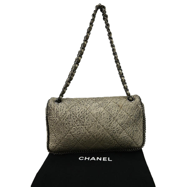 CHANEL Distressed Leo Lion Medium Flap Lambskin Leather Shoulder Bag Metallic