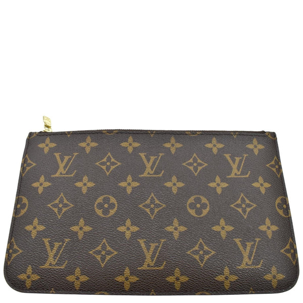 LOUIS VUITTON Neverfull Monogram Canvas Pochette Wristlet Pouch Brown