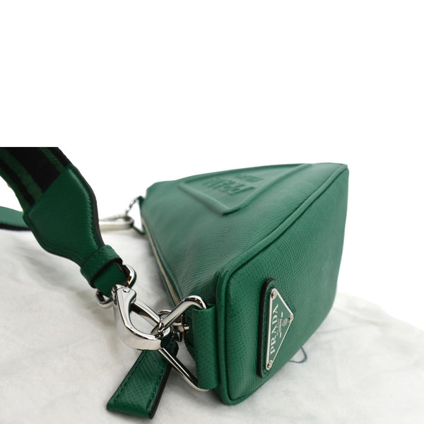 PRADA Triangle Saffiano Leather Shoulder Bag Green