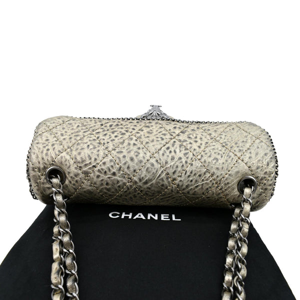 CHANEL Distressed Leo Lion Medium Flap Lambskin Leather Shoulder Bag Metallic