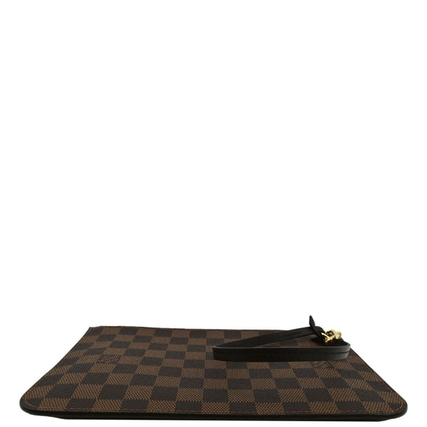 LOUIS VUITTON Neverfull Damier Ebene Pochette Wristlet Pouch Brown