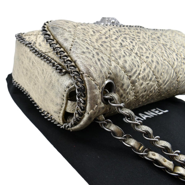 CHANEL Distressed Leo Lion Medium Flap Lambskin Leather Shoulder Bag Metallic