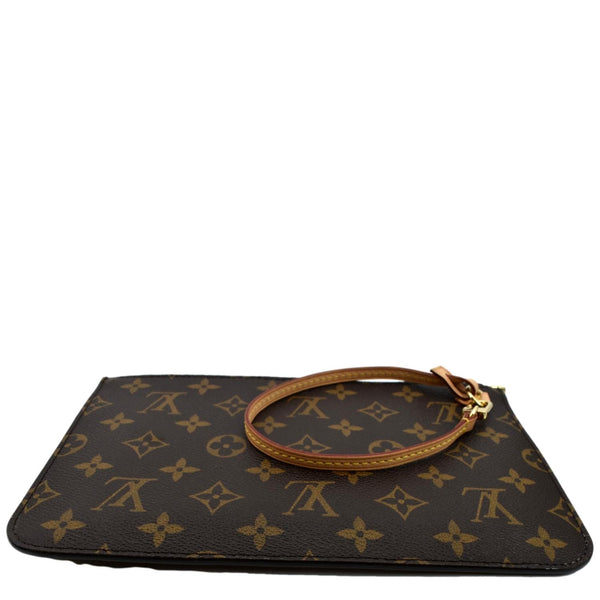 LOUIS VUITTON Neverfull Monogram Canvas Pochette Wristlet Pouch Brown