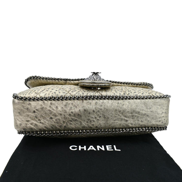 CHANEL Distressed Leo Lion Medium Flap Lambskin Leather Shoulder Bag Metallic