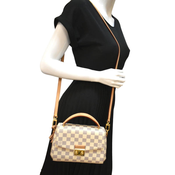 LOUIS VUITTON Croisette Damier Azur Satchel Crossbody Bag White