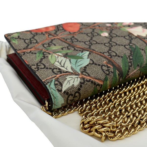 GUCCI Tian GG Supreme Canvas Chain Wallet Beige 424851