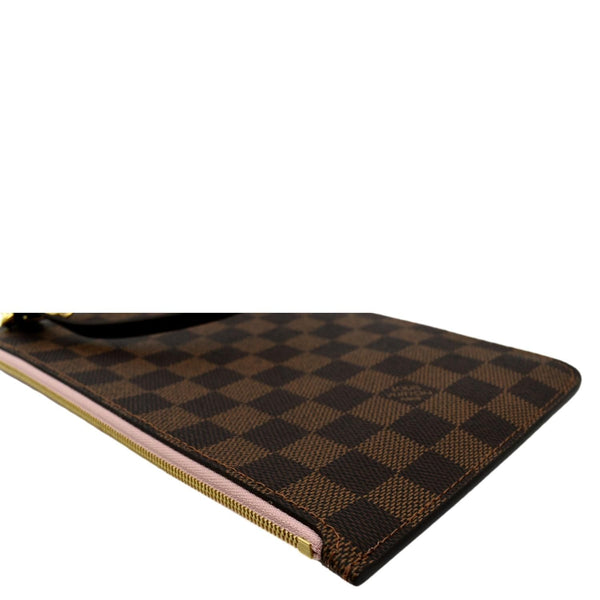 LOUIS VUITTON Neverfull Damier Ebene Pochette Wristlet Pouch Brown