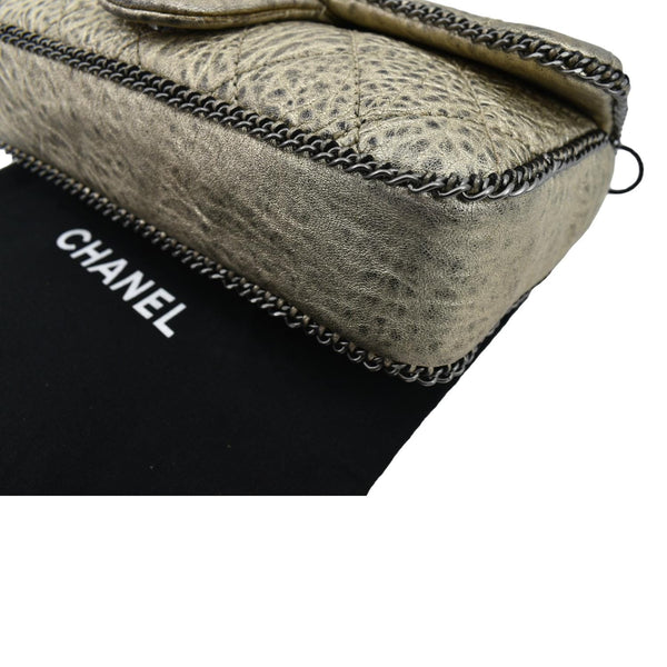 CHANEL Distressed Leo Lion Medium Flap Lambskin Leather Shoulder Bag Metallic