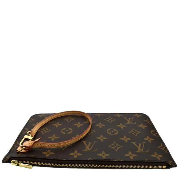 LOUIS VUITTON Neverfull Monogram Canvas Pochette Wristlet Pouch Brown