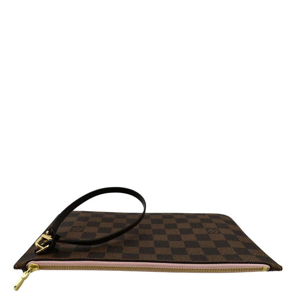 LOUIS VUITTON Neverfull Damier Ebene Pochette Wristlet Pouch Brown