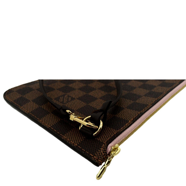LOUIS VUITTON Neverfull Damier Ebene Pochette Wristlet Pouch Brown