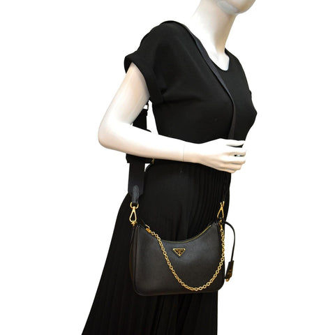 PRADA Re-Edition 2005 Saffiano Leather Shoulder Bag Black