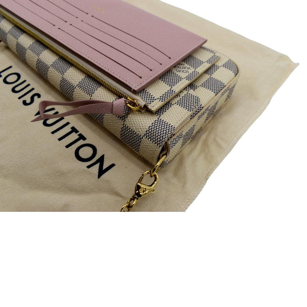 LOUIS VUITTON Felicie Pochette Damier Azur Crossbody Bag White