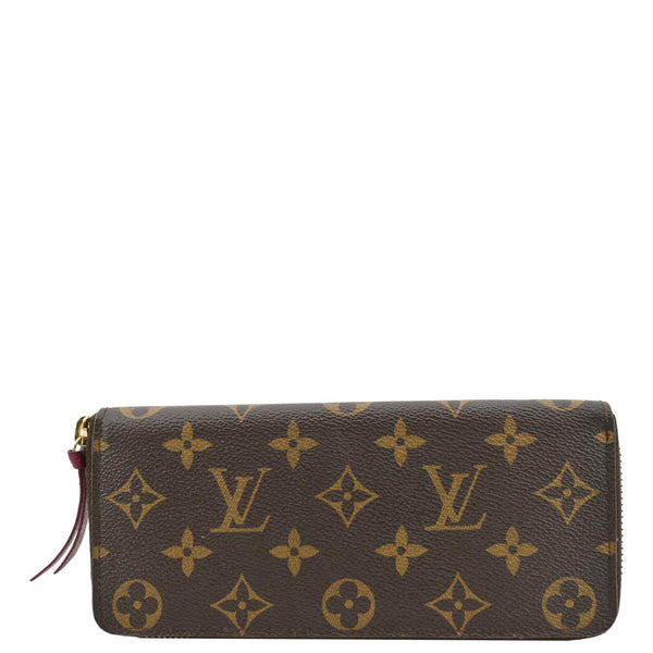 LOUIS VUITTON Clemence Monogram Canvas Zippy Wallet Brown