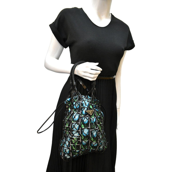 PRADA Rete Fabric Mesh Netted Tote Bag Multicolor