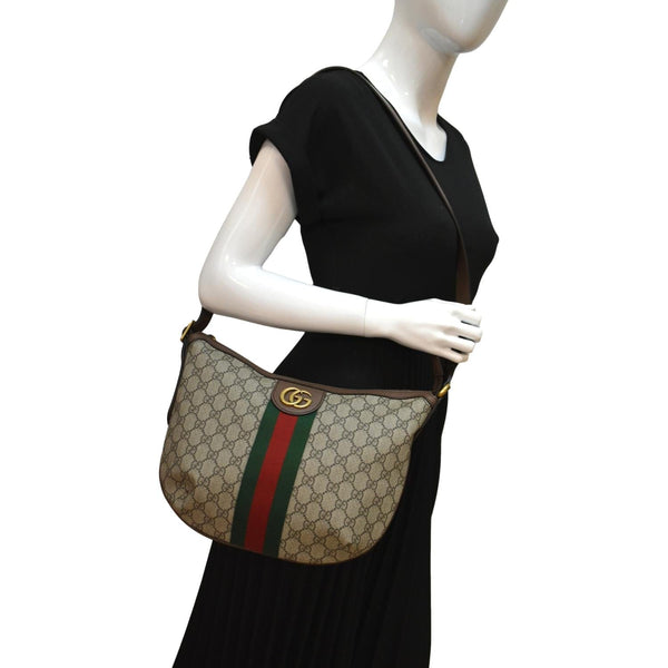 GUCCI Ophidia Small GG Supreme Canvas Shoulder Bag Beige 598125
