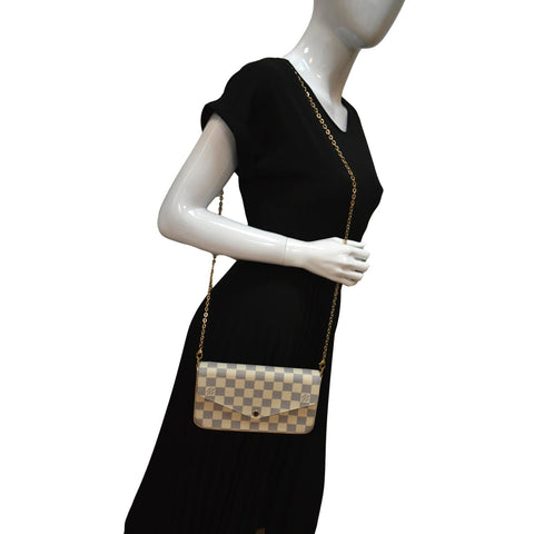 LOUIS VUITTON Felicie Pochette Damier Azur Crossbody Bag White