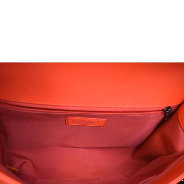 CHANEL Medium Boy Flap Chevron Quilted Calfskin Shoulder Bag Red