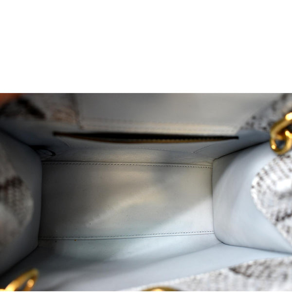 GUCCI Diana Bamboo Mini Python Leather Tote Bag Light Blue