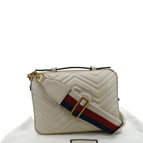 GUCCI Marmont Small Matelasse Leather Top Handle Shoulder Bag White 498100 - Hot Deals