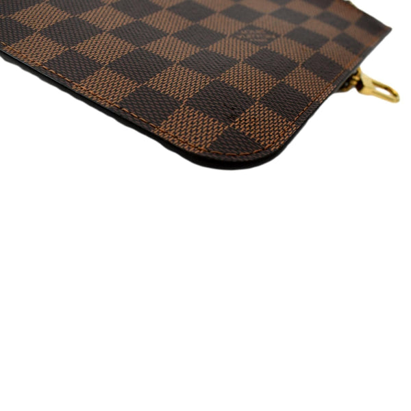 LOUIS VUITTON Neverfull Damier Ebene Pochette Wristlet Pouch Brown