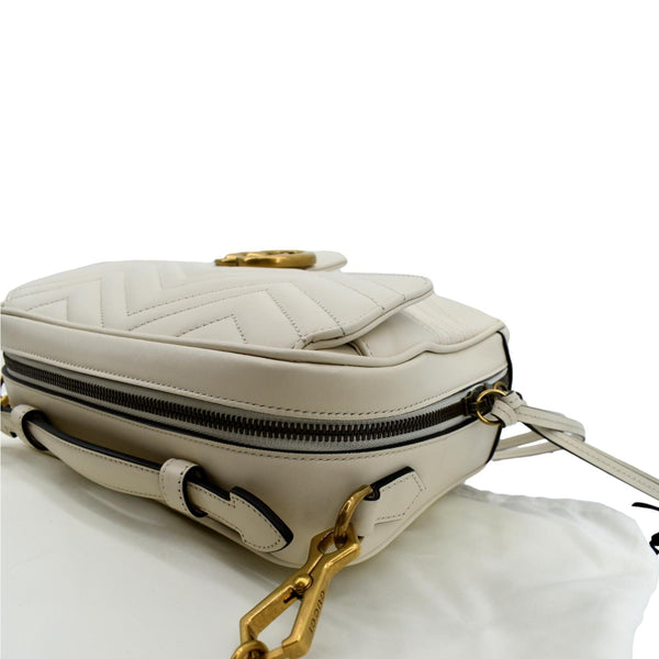 GUCCI Marmont Small Matelasse Leather Top Handle Shoulder Bag White 498100 - Hot Deals