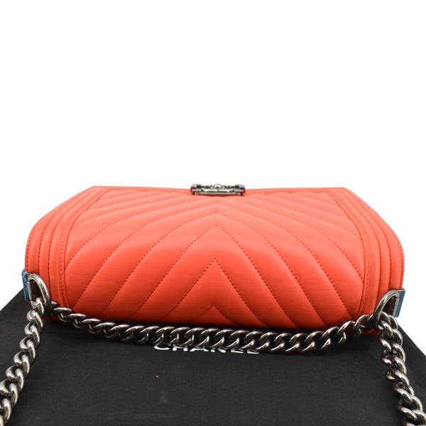 CHANEL Medium Boy Flap Chevron Quilted Calfskin Shoulder Bag Red