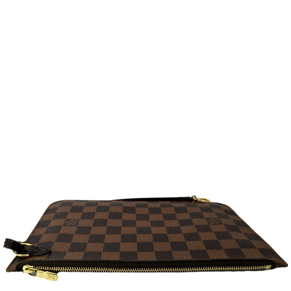 LOUIS VUITTON Neverfull Damier Ebene Pochette Wristlet Pouch Brown