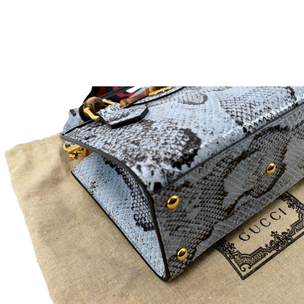 GUCCI Diana Bamboo Mini Python Leather Tote Bag Light Blue