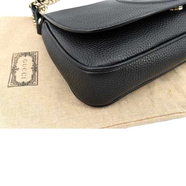 Gucci Soho GG Flap Leather Chain Shoulder Bag - Left Bottom
