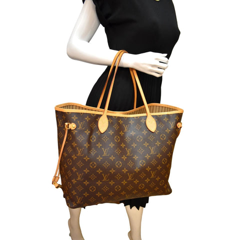 LOUIS VUITTON Neverfull GM Monogram Canvas Tote Bag Brown