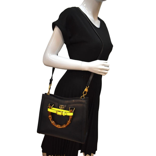 GUCCI Bamboo Diana Small Leather Tote Bag Black 660195