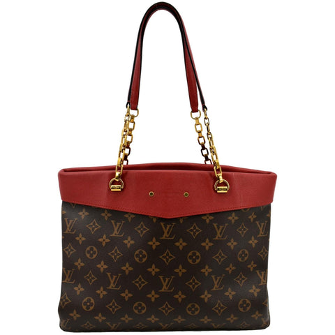 LOUIS VUITTON Pallas Shopper Chain Monogram Canvas Shoulder Bag Brown