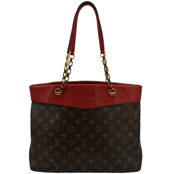 LOUIS VUITTON Pallas Shopper Chain Monogram Canvas Shoulder Bag Brown