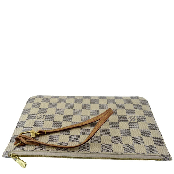 LOUIS VUITTON Neverfull Damier Azur Pochette Wristlet Pouch White