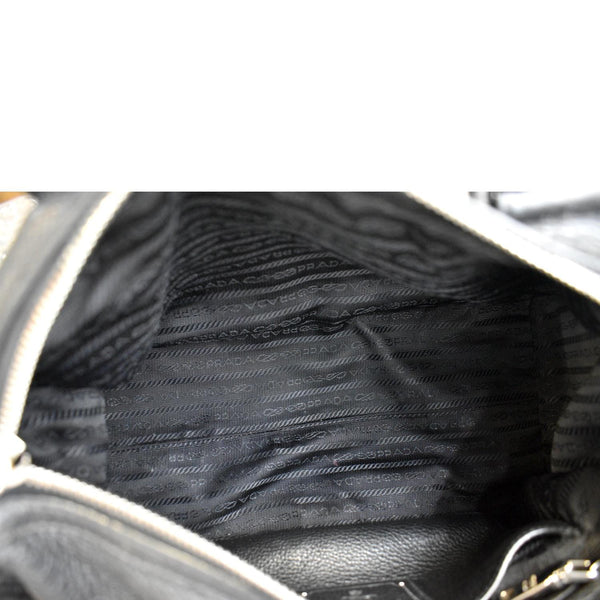 PRADA Vitello Phenix Leather Shoulder Bag Black