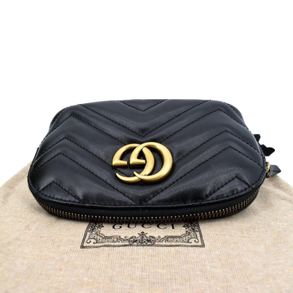 GUCCI GG Marmont Small Matelasse Chevron Leather Cosmetic Case Black 625544
