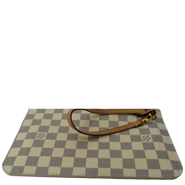 LOUIS VUITTON Neverfull Damier Azur Pochette Wristlet Pouch White