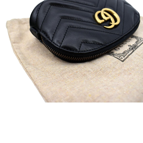 GUCCI GG Marmont Small Matelasse Chevron Leather Cosmetic Case Black 625544