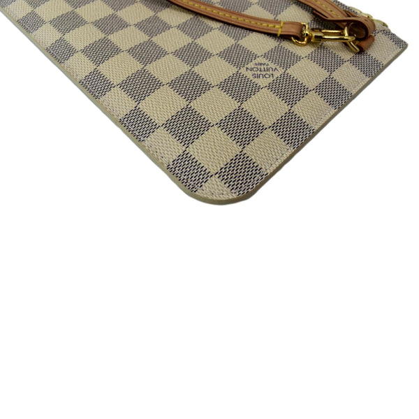 LOUIS VUITTON Neverfull Damier Azur Pochette Wristlet Pouch White