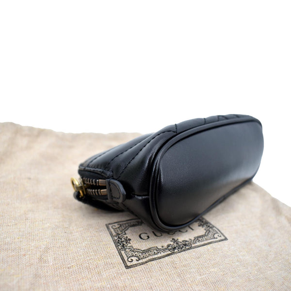 GUCCI GG Marmont Small Matelasse Chevron Leather Cosmetic Case Black 625544