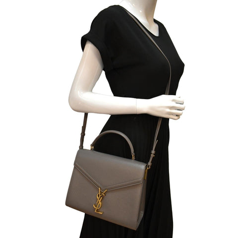 YVES SAINT LAURENT Cassandra Medium Calfskin Leather Shoulder Bag Fog