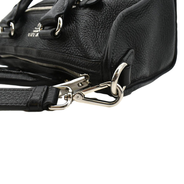 PRADA Vitello Phenix Leather Shoulder Bag Black