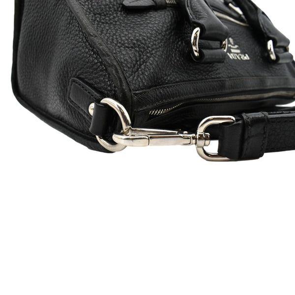 PRADA Vitello Phenix Leather Shoulder Bag Black